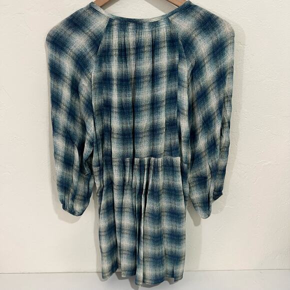 Anthropologie Maeve Cavalon Plaid Peplum Tunic Top Blue Size XSmall - Picture 8 of 9